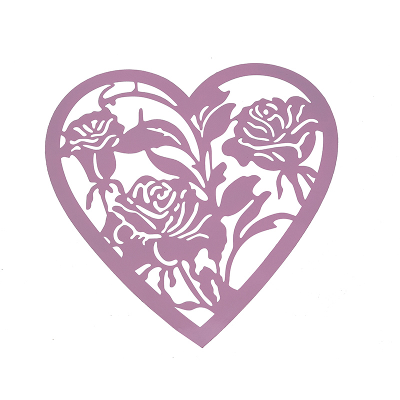 Heart Silhouette Wall Art Flower Metal Wall Decor Pink Wall Hanging Decor