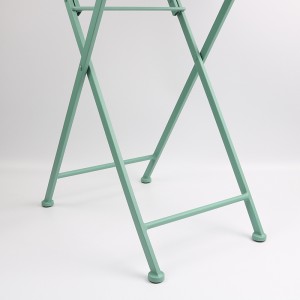 3-Piece Folding Metal Bistro Set with Punched Flower Pattern Outdoor Furniture