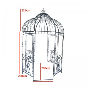 Silvery Black Metal Outdoor Gazebo with Crown Top for Outdoor Living or Wedding Décor