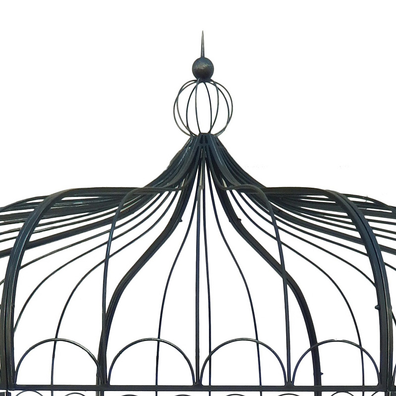 High Quality for Outdoor Plant Stands For Multiple Plants - Silvery Black Iron Gazebo with Ball Spire for Outdoor Living or Wedding Decoration – DECOR