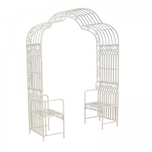 Outdoor Rustic Gothic Garden Arch with Seat Garden Arbour for Climbing Plant