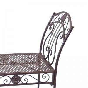 Electric Bass Metal 2-Seat Backless Bench Rustic Brown Color for Outdoor Garden Patio