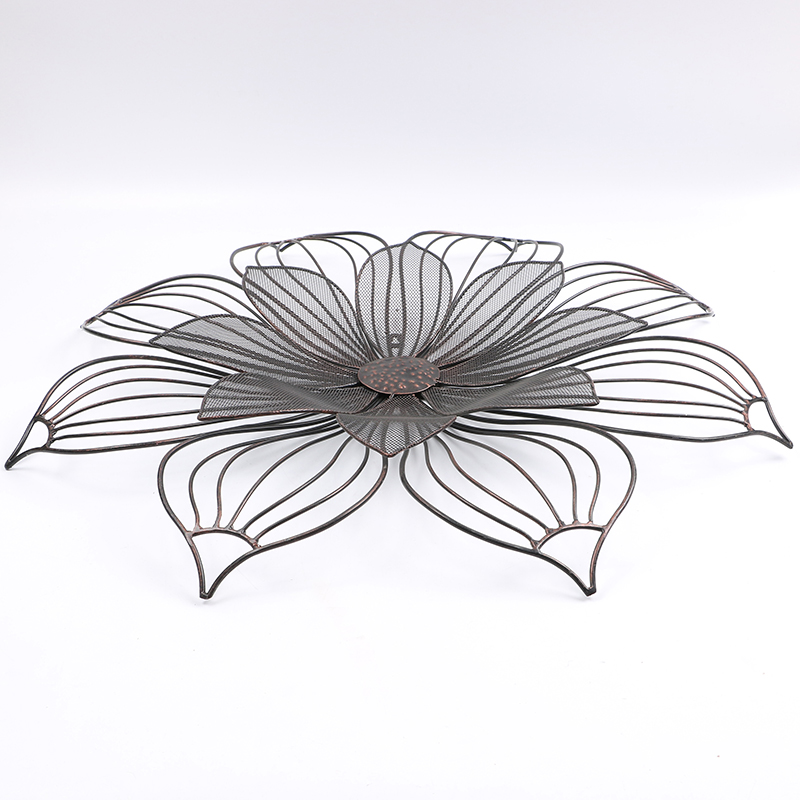 Indoor Plant Holder Stand Modern Wire Flower Wall Art Deco 23.5 Inch Round 2-layers Petal Wall Plaque – DECOR