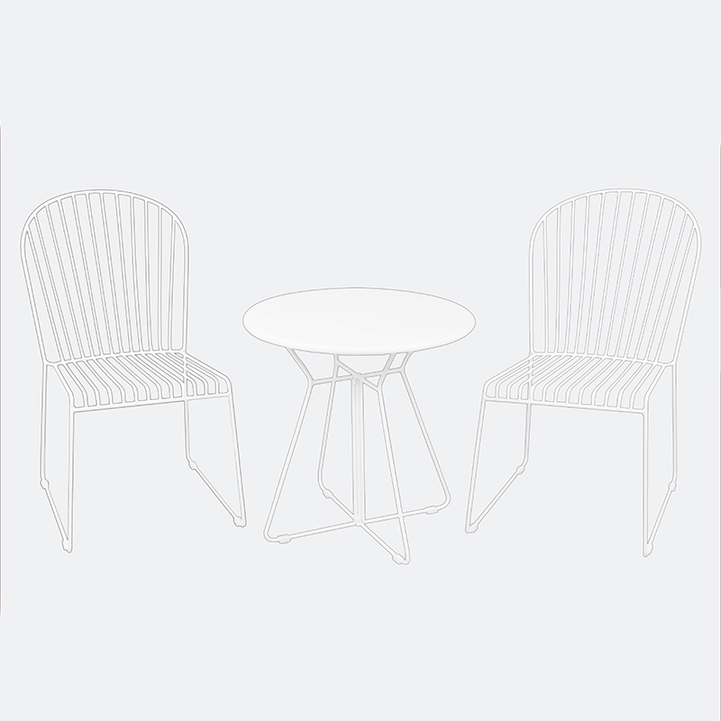 Manufactur standard Wrought Iron Plant Stands Outdoor - 3-Piece Modern Table and Chair Bistro Set with solid tabletop for Garden courtyard and Balcony – DECOR detail pictures