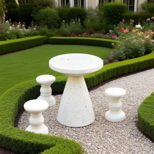 Round-shaped Magnesium Oxide  Small Side Table , No Assembly Needed