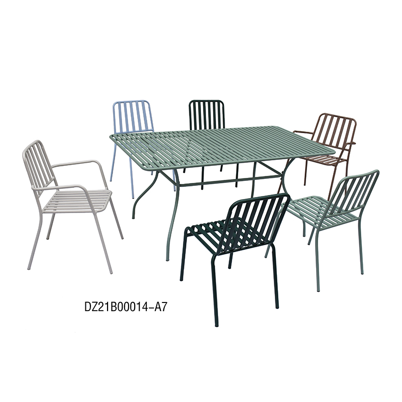 OEM/ODM Factory Iron Plant Stand Outdoor - Modern 7 Pieces Patio Dining Set Metal Outdoor Furniture for 6 Persons – DECOR detail pictures