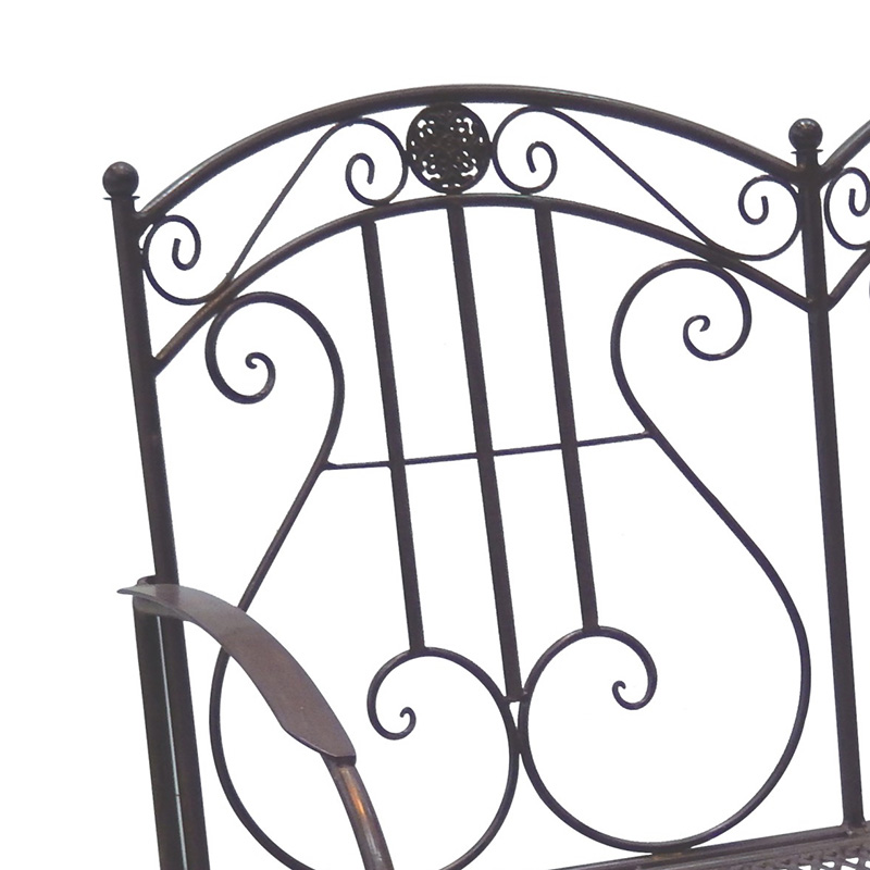 Wholesale Price Outdoor Plant Stand - Electric Bass Metal 2-seat Garden Bench Rustic Brown for Outdoor Garden – DECOR detail pictures