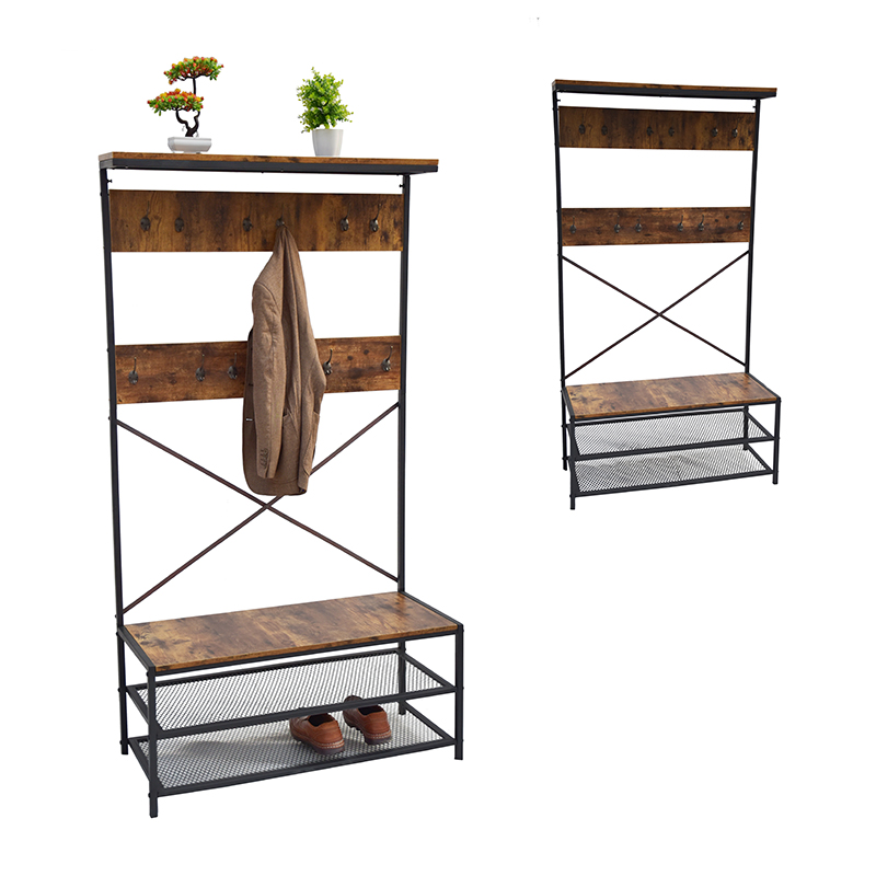 Indoor Furniture Vintage Metal and Wood Shelf with Carbonized MDF Shelves for Home Office Study Room Furniture – DECOR