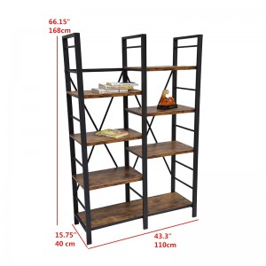 Vintage Metal and Wood Shelf with Carbonized MDF Shelves for Home Office Study Room Furniture