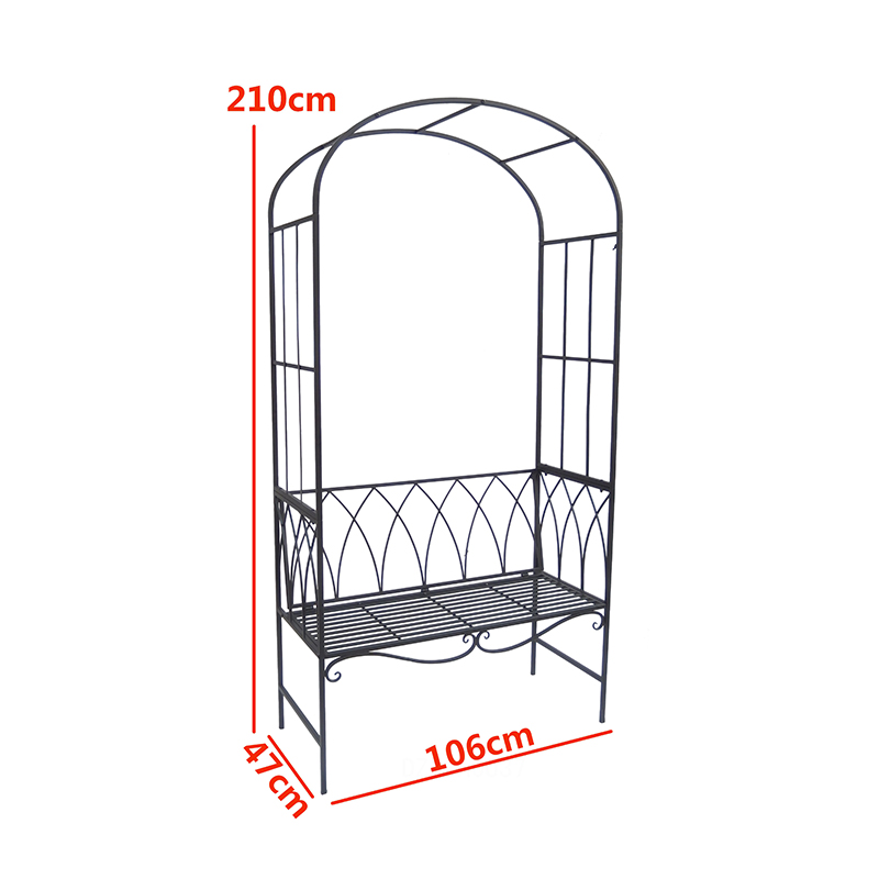 Good Wholesale Vendors Metal Plant Stand Outdoor - Gothic Metal Garden Arbor Bench Garden Arch with Bench Climbing Plant for Outdoor Living – DECOR detail pictures