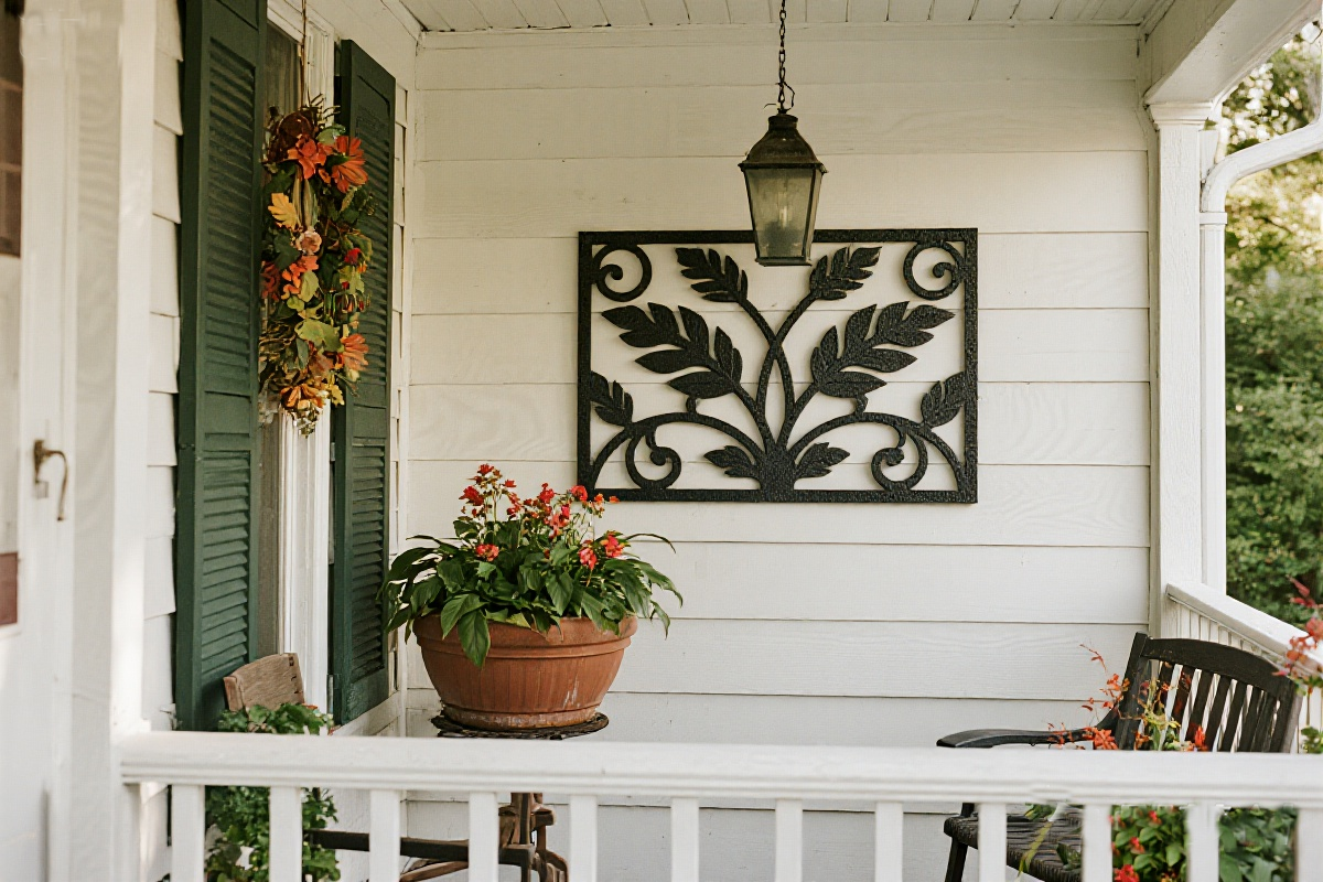 5. Metal Leaf Motif Wall Art Decoration