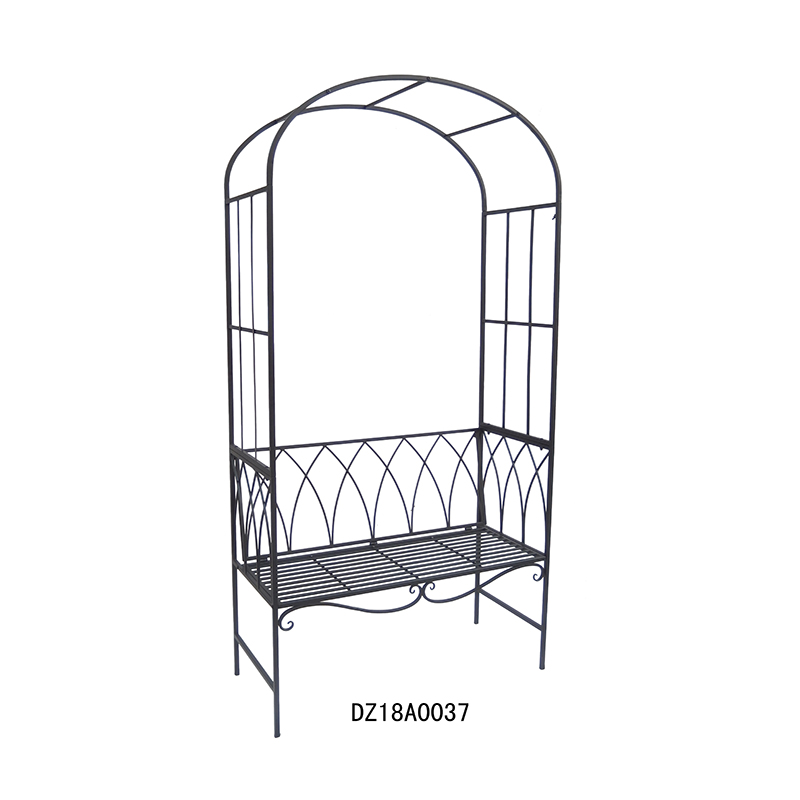 Gothic Metal Garden Arbor Bench Garden Arch with Bench Climbing Plant for Outdoor Living