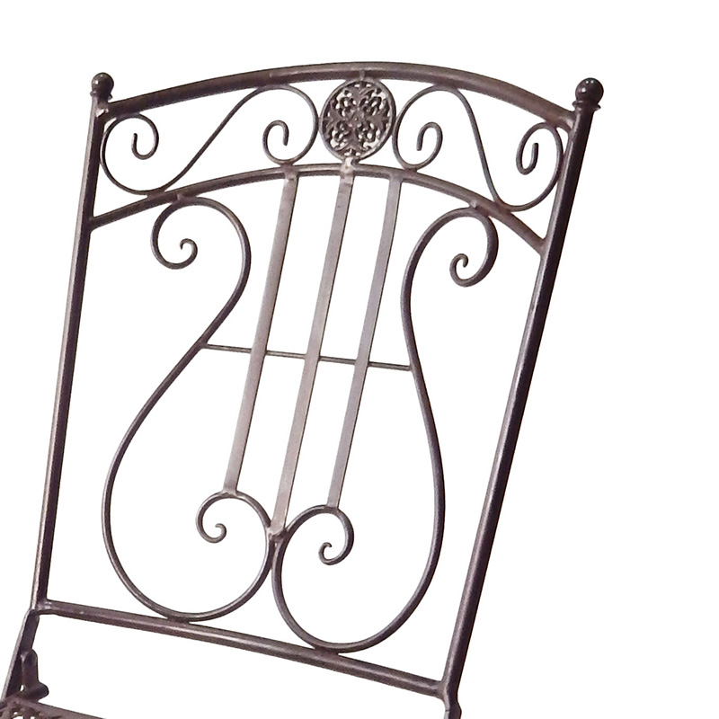 OEM China Outdoor Garden Pots - Electric Bass 7-Piece Metal Dining Set Rustic Brown Rectangular Table Fold Chair for Outdoor Courtyard – DECOR detail pictures