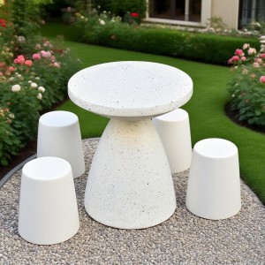 Round-shaped Magnesium Oxide  Small Side Table , No Assembly Needed