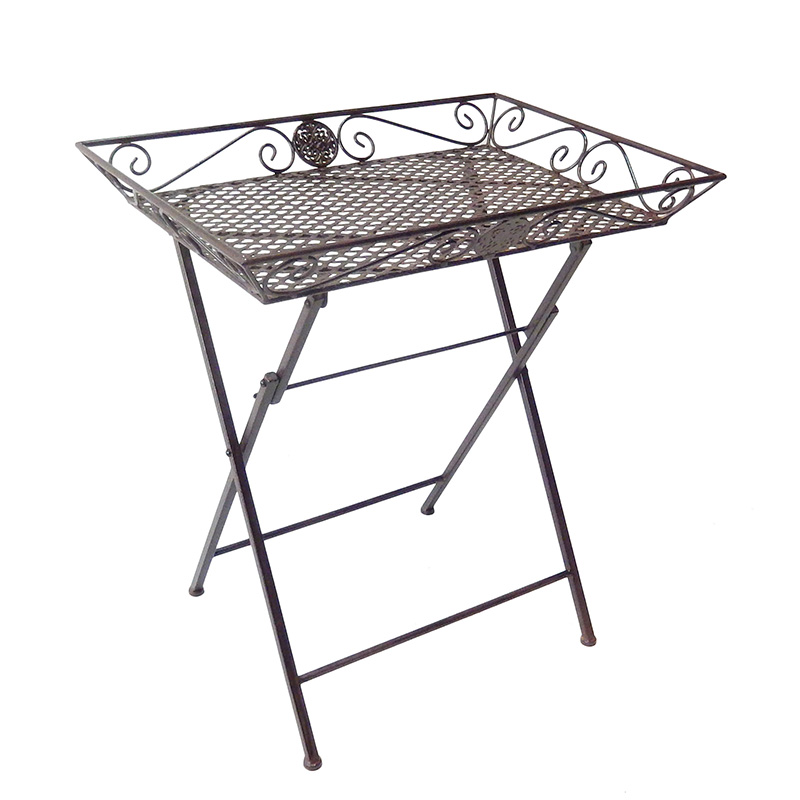China OEM Outdoor Metal Wall Art - Rustic Folding Metal Tray Table with Casting Ornament and S-wire Decor – DECOR Featured Image