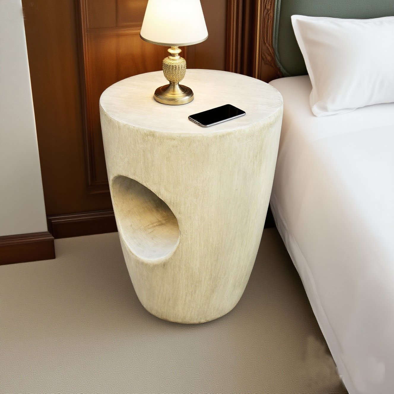 Unique Cone Shape Side Table Stylish Sofa End Table Outdoor Patio Stool For Indoor and Outdoor Use, No Assembly Needed