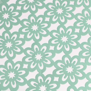 3-Piece Folding Metal Bistro Set with Punched Flower Pattern Outdoor Furniture