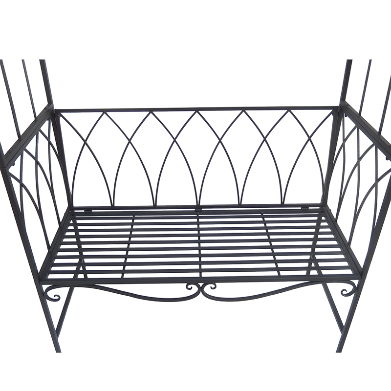 Good Wholesale Vendors Metal Plant Stand Outdoor - Gothic Metal Garden Arbor Bench Garden Arch with Bench Climbing Plant for Outdoor Living – DECOR detail pictures