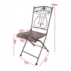Electric Bass 7-Piece Metal Dining Set Rustic Brown Rectangular Table Fold Chair for Outdoor Courtyard