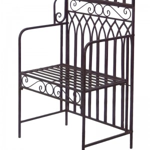 Outdoor Rustic Gothic Garden Arch with Seat Garden Arbour for Climbing Plant