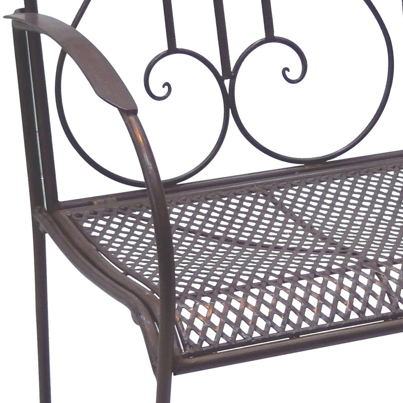Wholesale Price Outdoor Plant Stand - Electric Bass Metal 2-seat Garden Bench Rustic Brown for Outdoor Garden – DECOR detail pictures