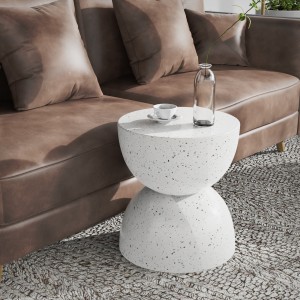 1 Pc Pack Hourglass Shape Side Table Stylish End Table Outdoor Patio Stool and Plant Stand For Indoor and Outdoor Use, No Assembly Needed